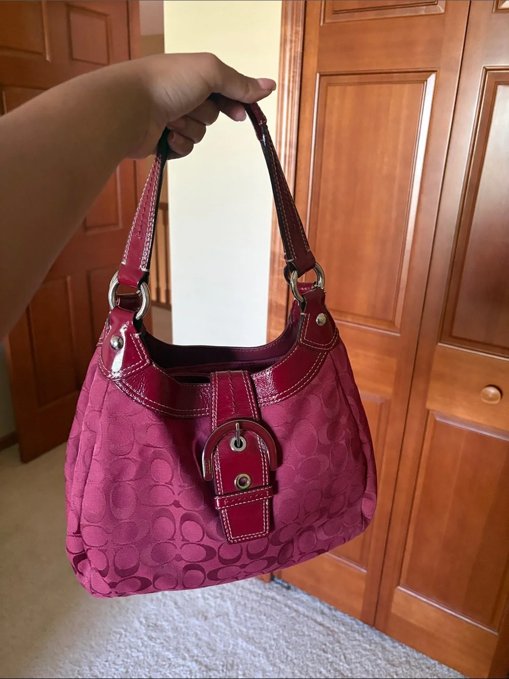 Coach Bordeaux Signature Hobo Bag with Matching Wallet